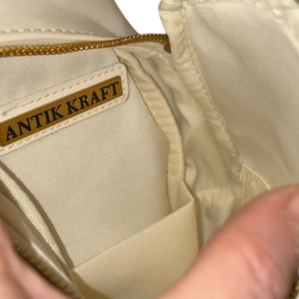 antik craft as new white woven cross body convertible belt bag TRAVEL